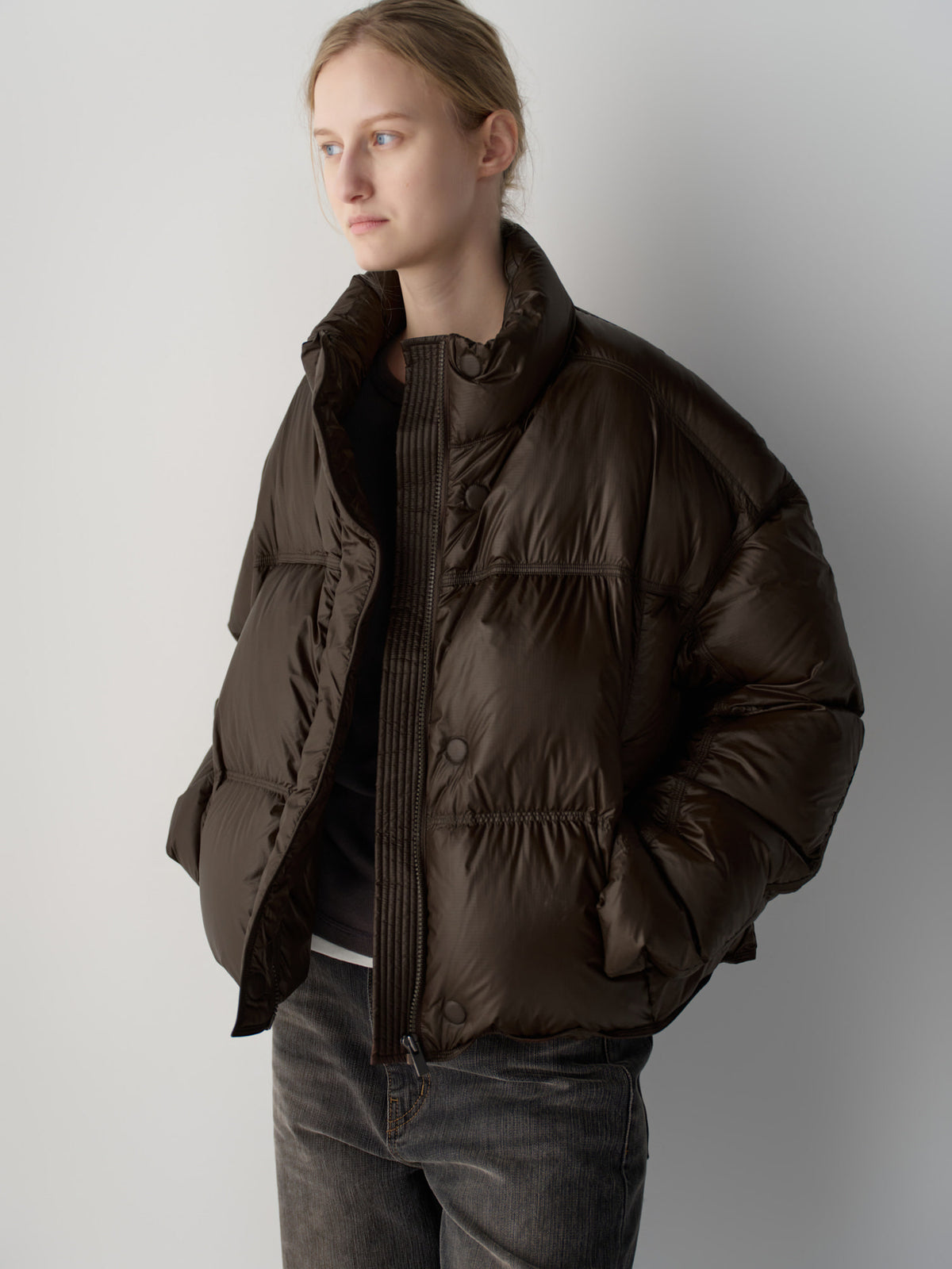 Stitch Goose Down Crop Padding_brown