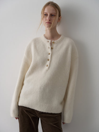 Alpaca Henley Neck Sweater_ivory