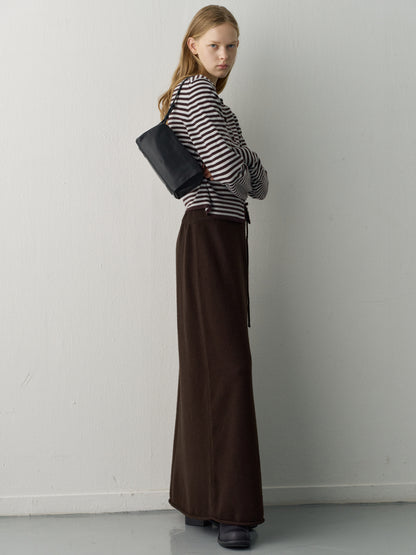 Cashmere Knit Maxi Skirt_dark brown