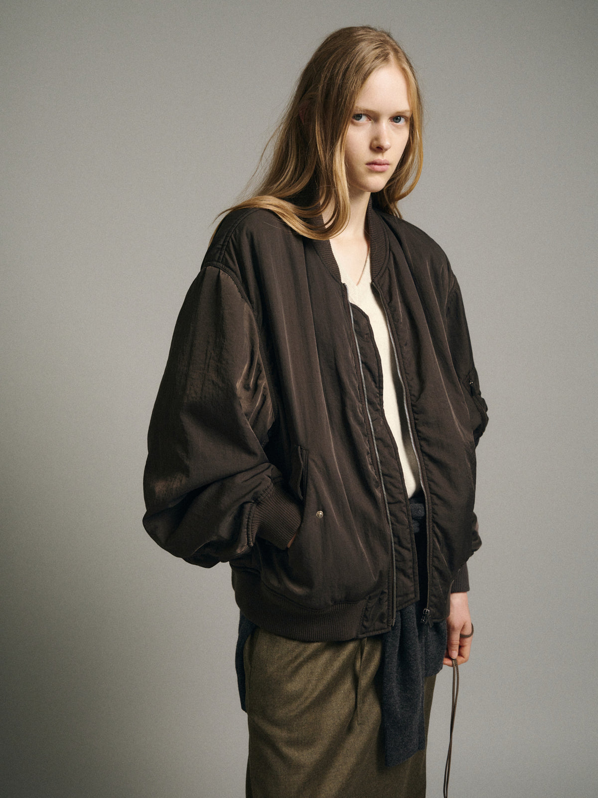 Oversized Bomber Jacket_brown