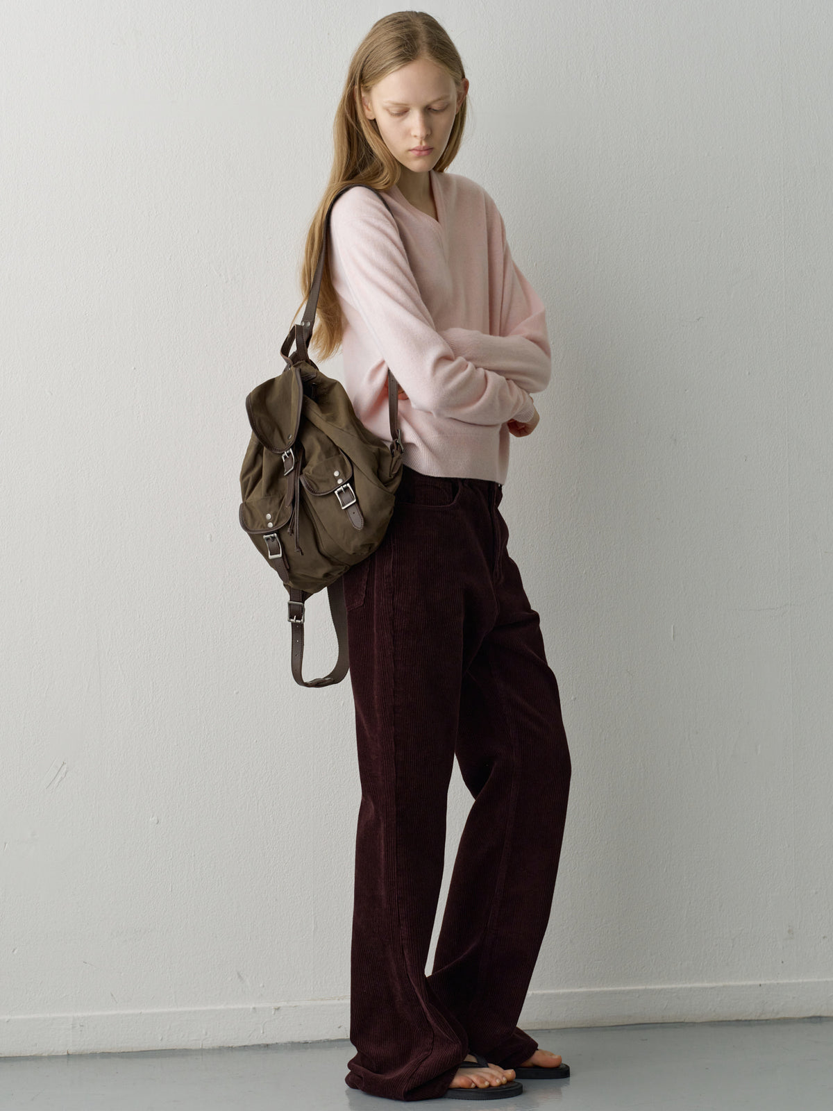 [12/1 Pre-order] Corduroy Bootcut Pants_burgundy