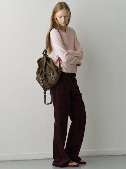 [12/1 Pre-order] Corduroy Bootcut Pants_burgundy