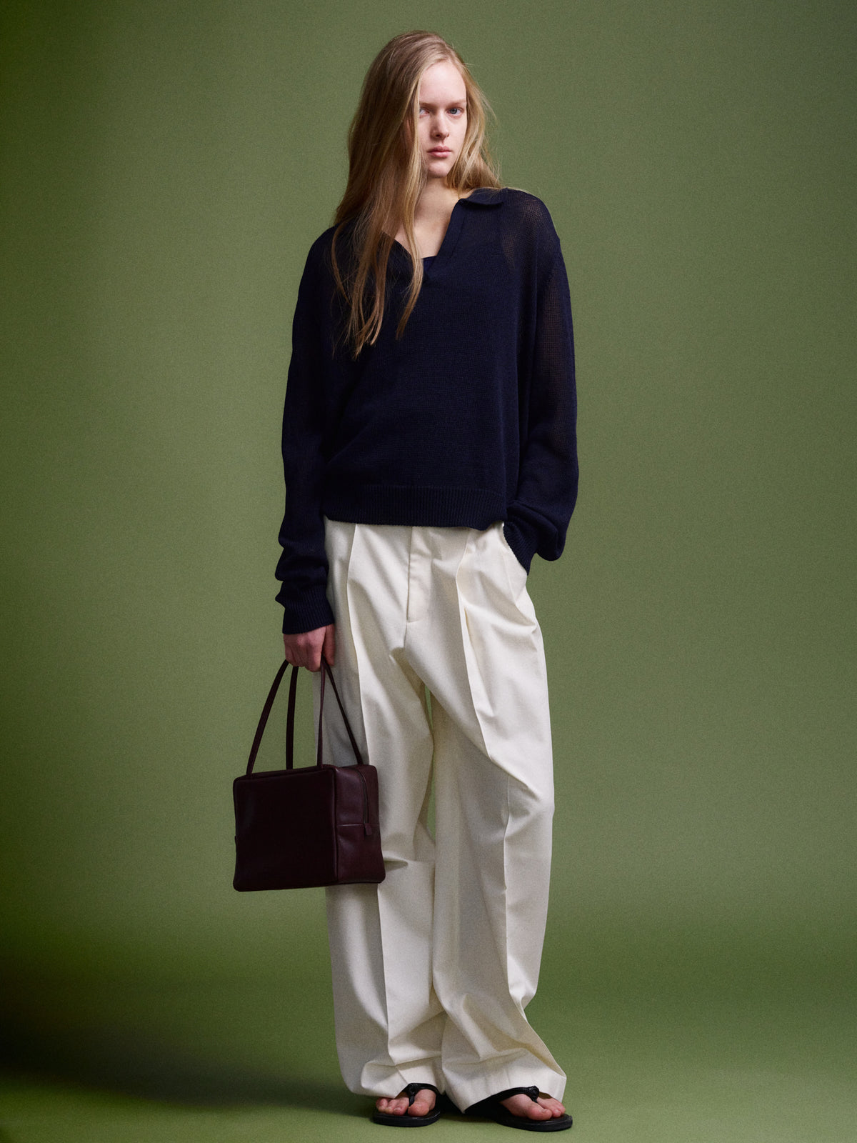 Cotton Two-Tuck Wide Pants_off white