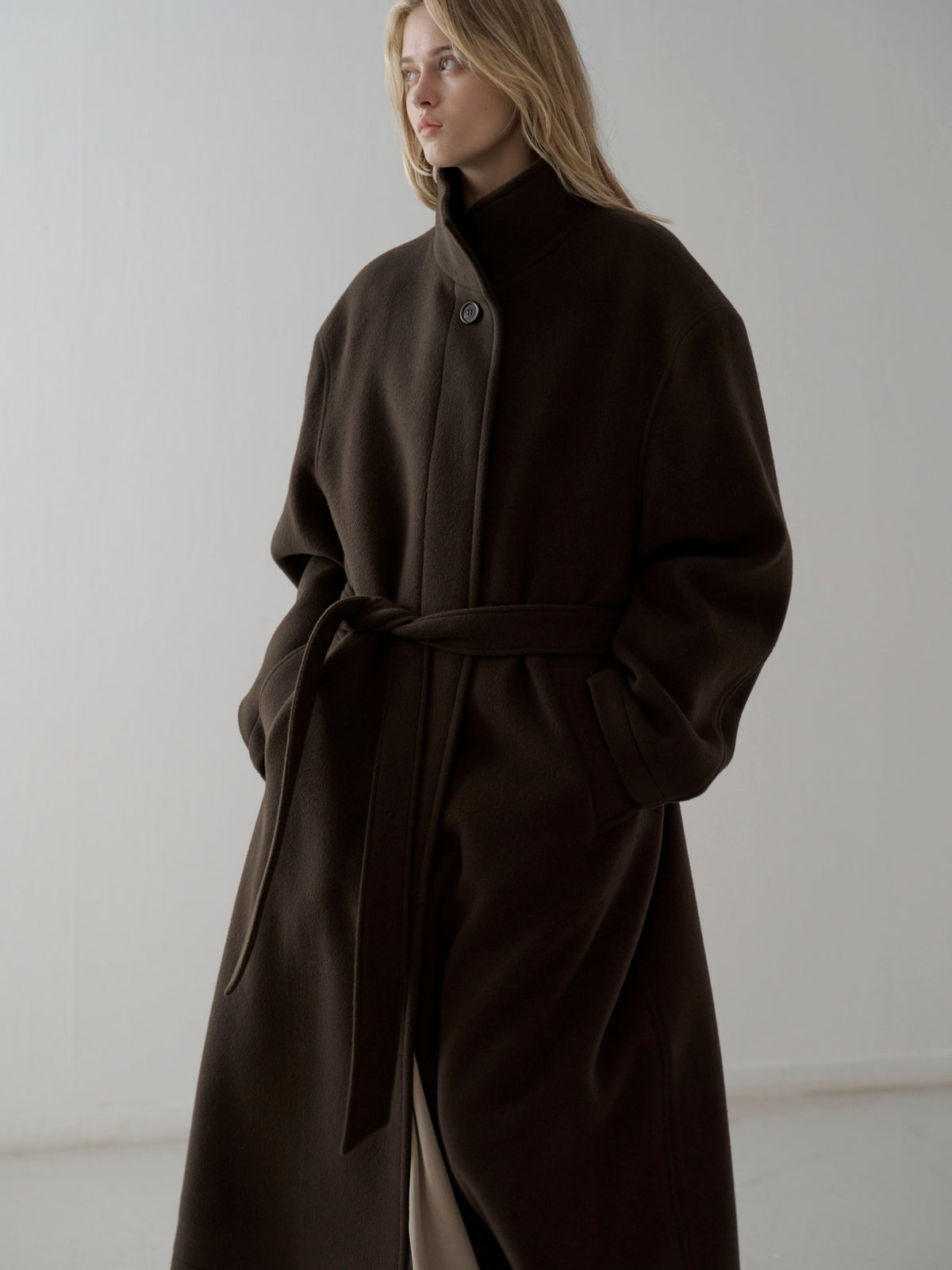 Cashmere High-neck Coat_dark brown