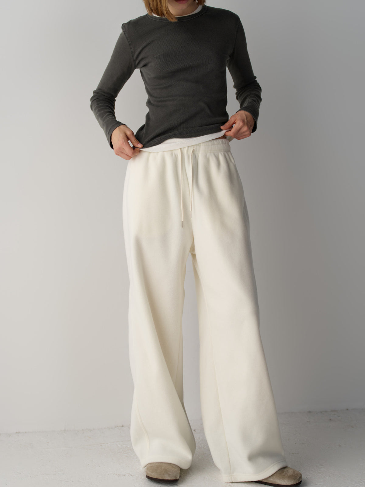 Wool Fleece Banding Pants_ivory
