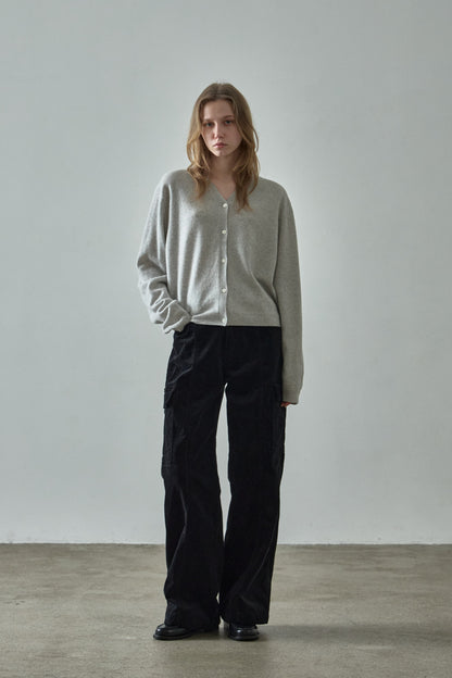 [11/11 Pre-order] Cashmere V-neck Cardigan_light grey