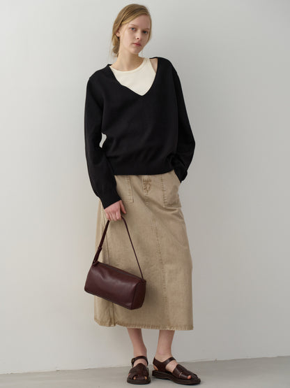 Deep V-Neck Knit_Black