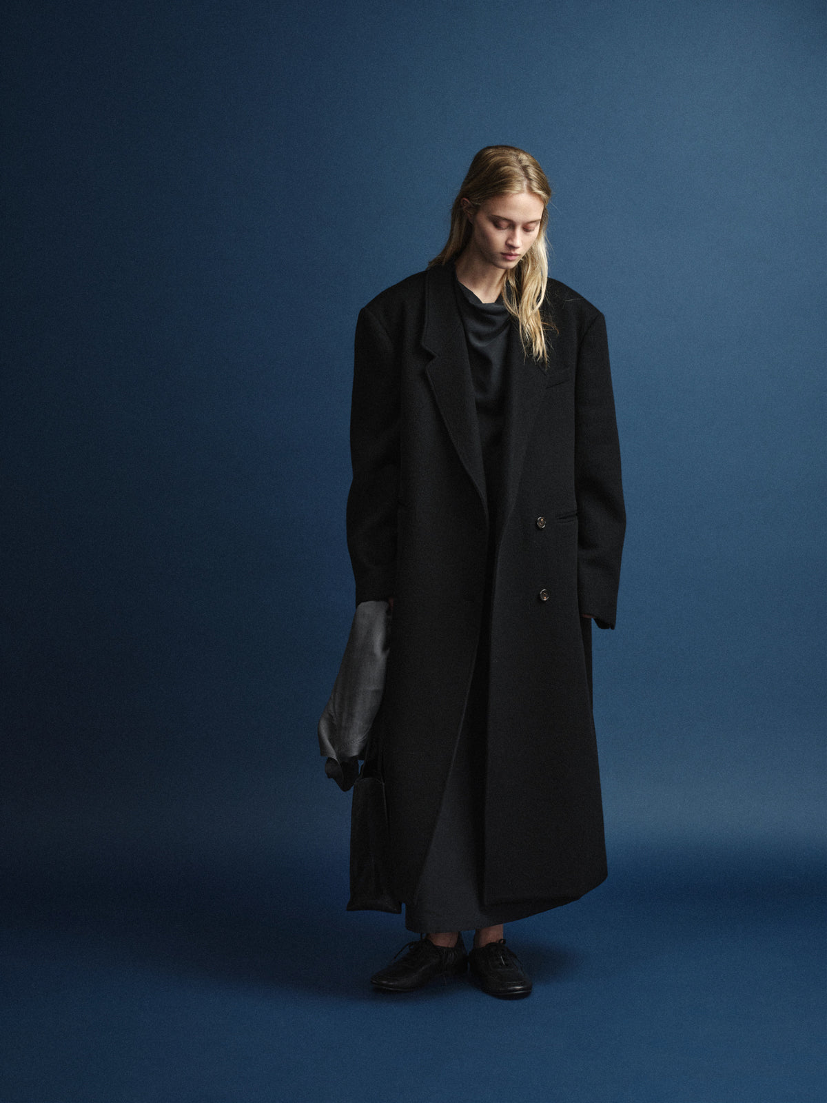 Cashmere Stand Collar Coat_black