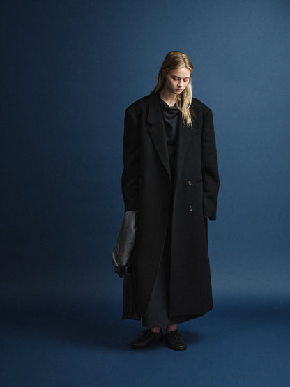 Cashmere Stand Collar Coat_black