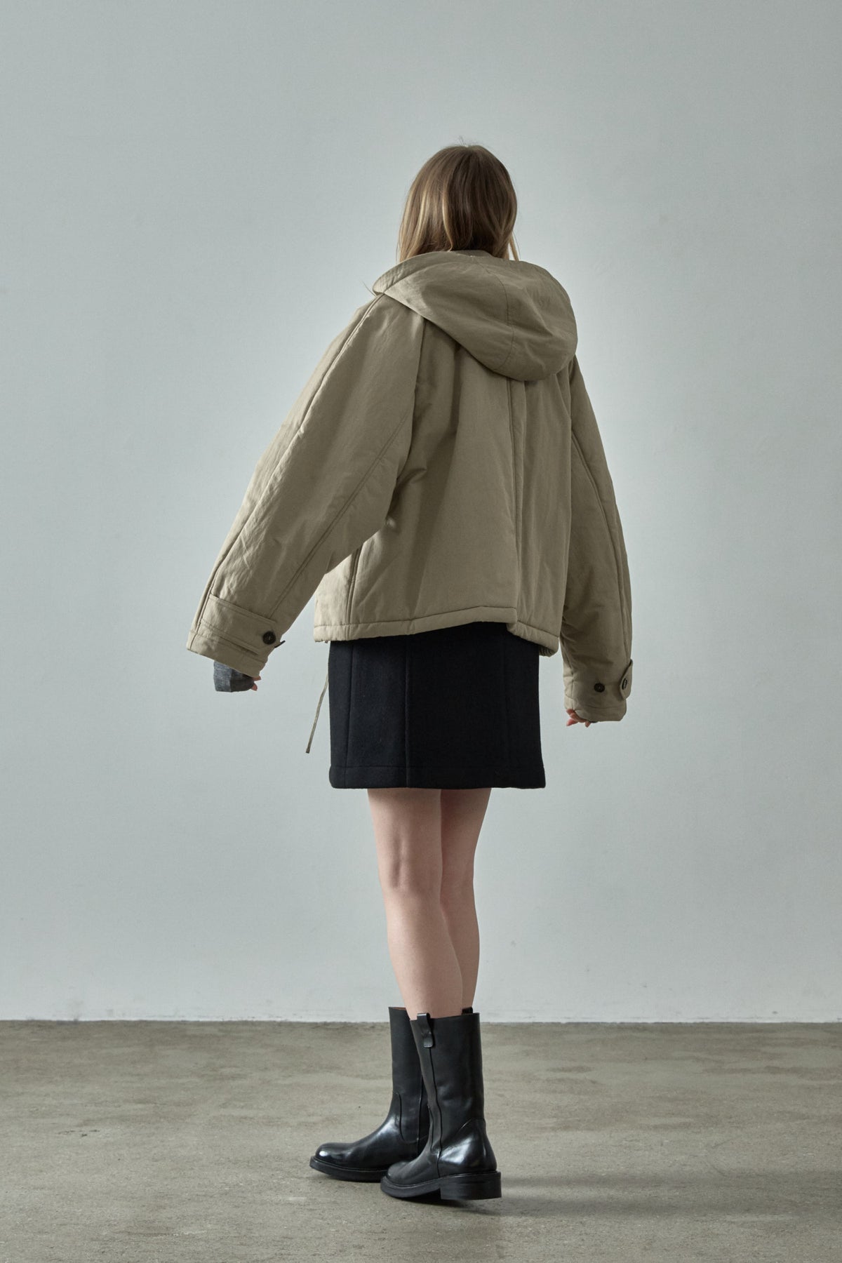 Minimal Hooded Padded Jacket_beige