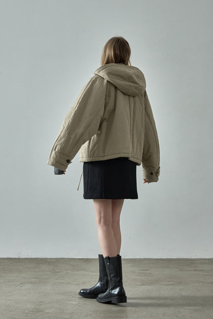 Minimal Hooded Padded Jacket_beige