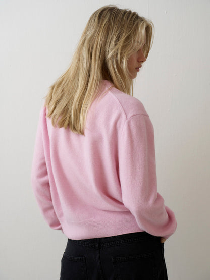 Essential V-neck Knit_fog pink