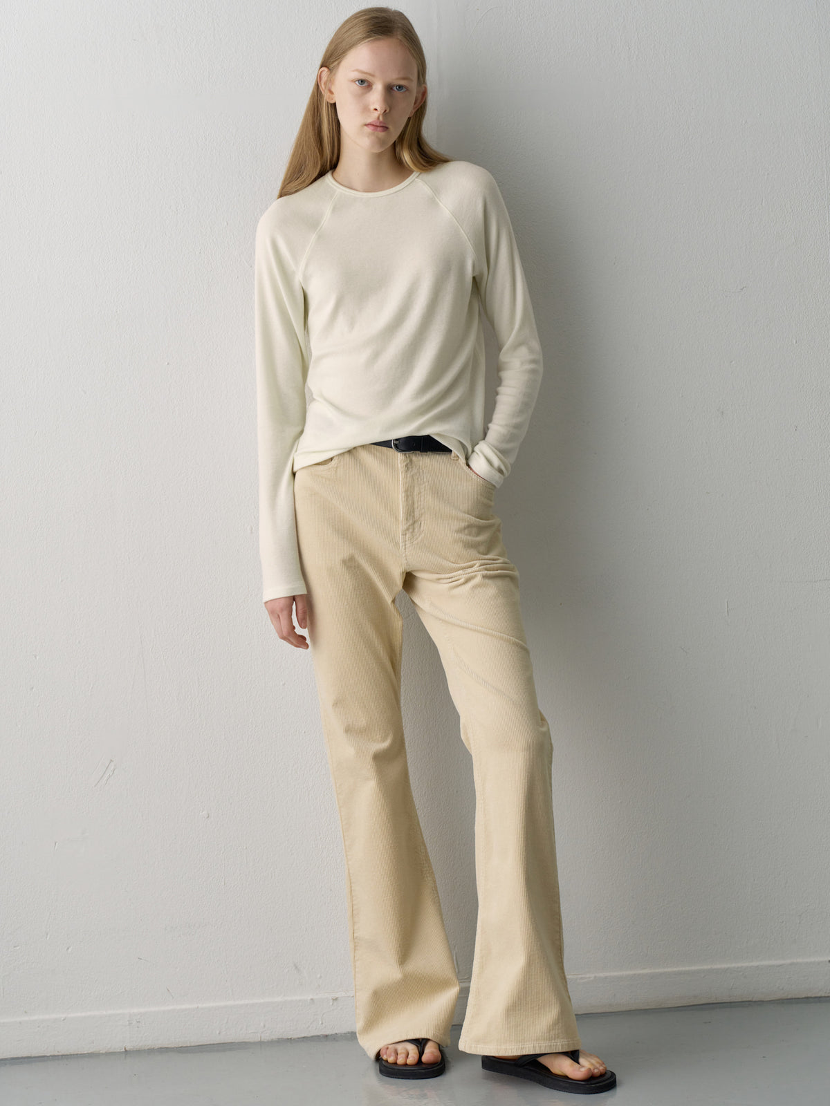 Corduroy Bootcut Pants_cream