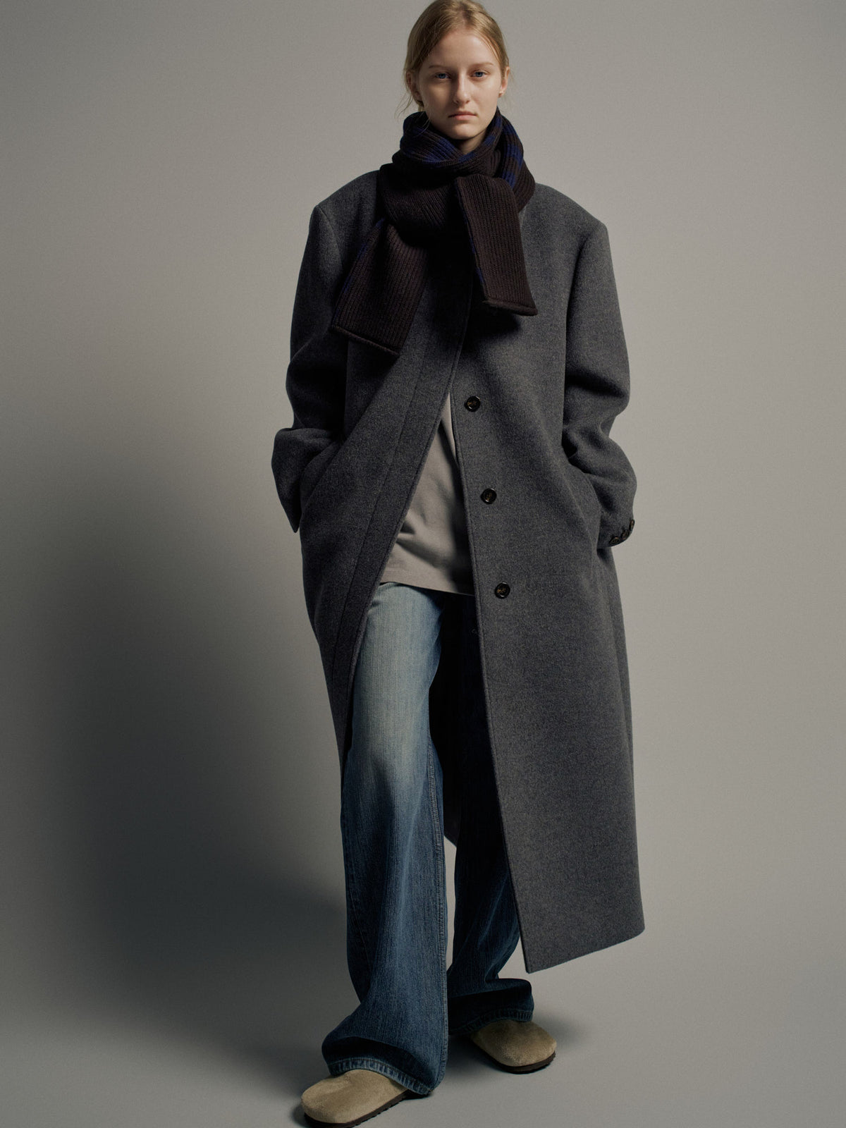 Cashmere Straight Mac Coat_charcoal