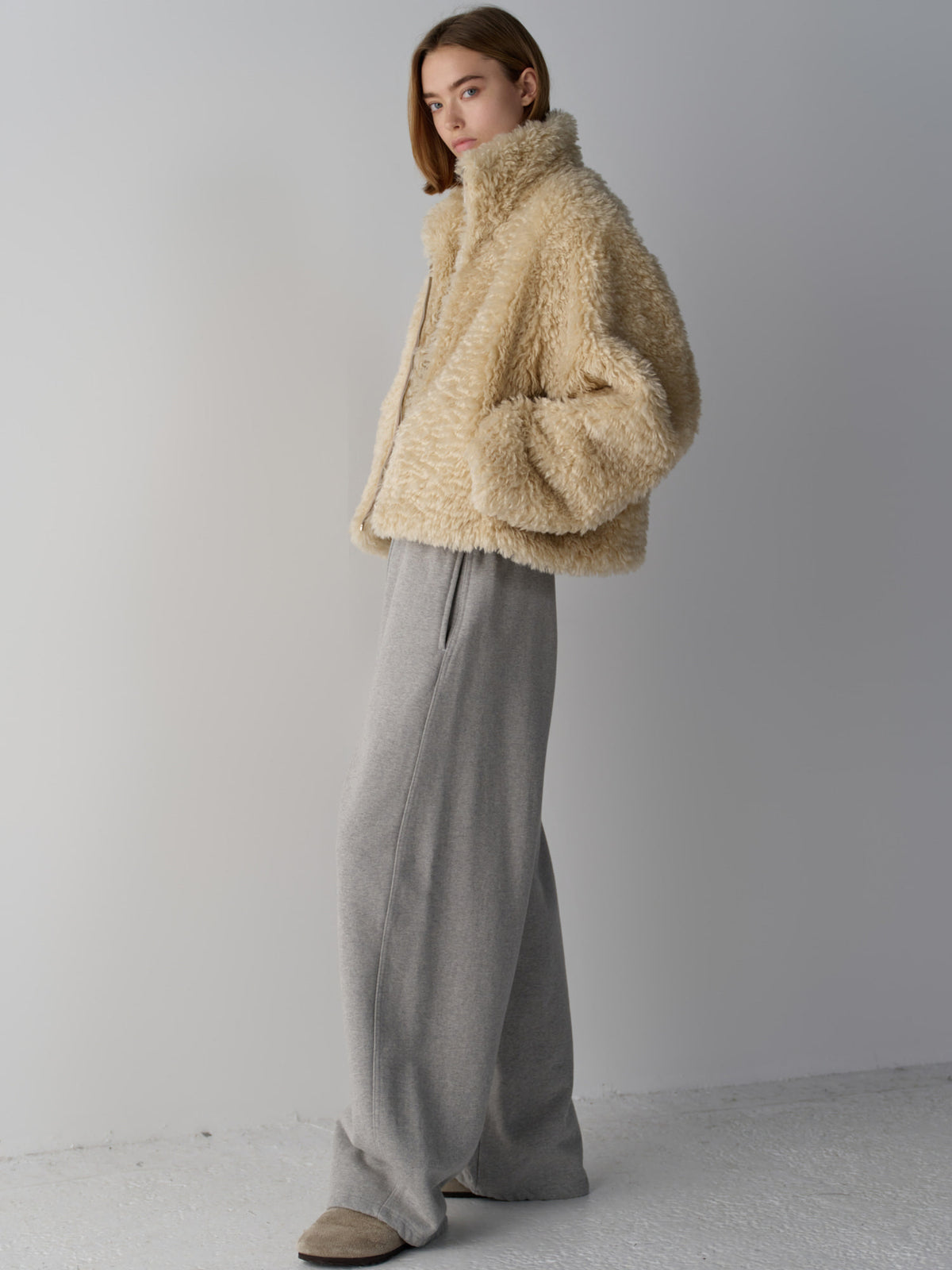 High-neck fur jumper_cream