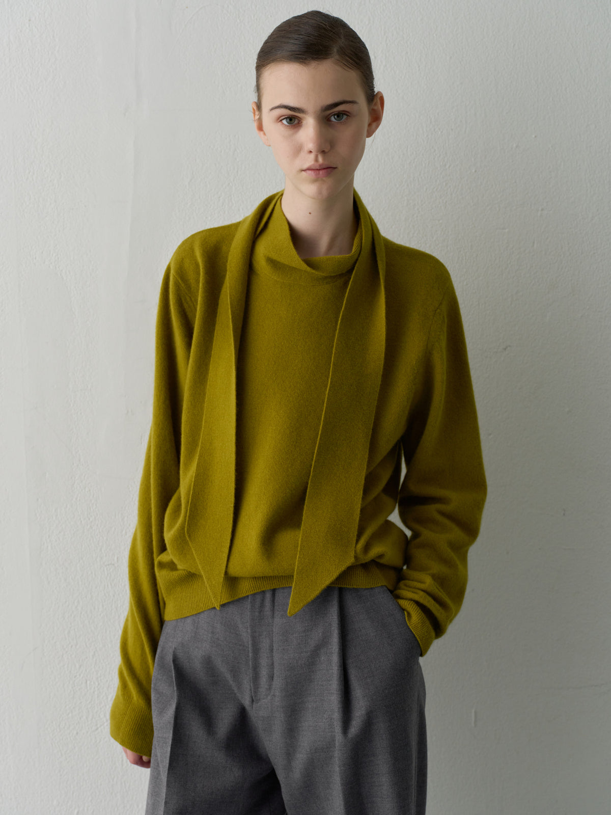 Cashmere Scarf Sweater_olive