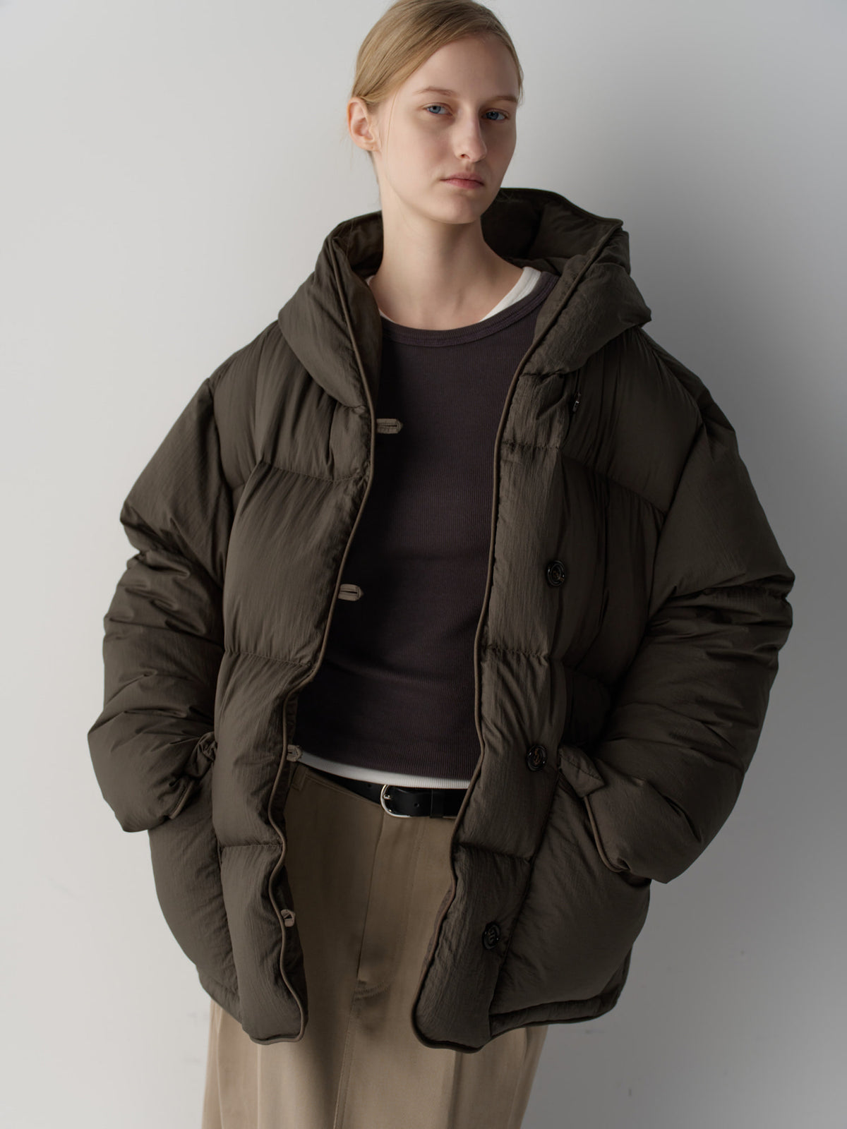Goose Down Hooded Puffer_brown
