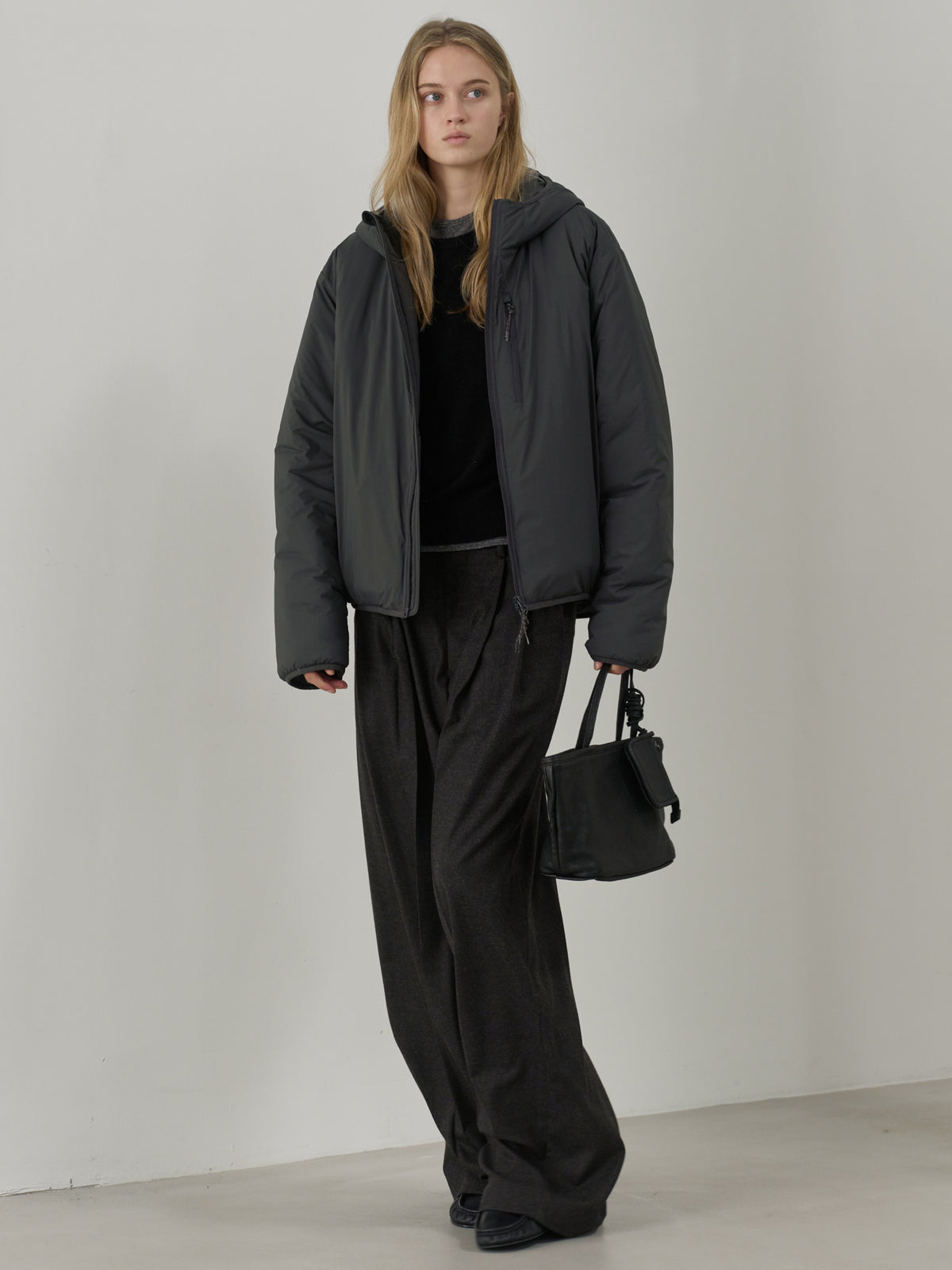 Padded Hooded Jumper_charcoal
