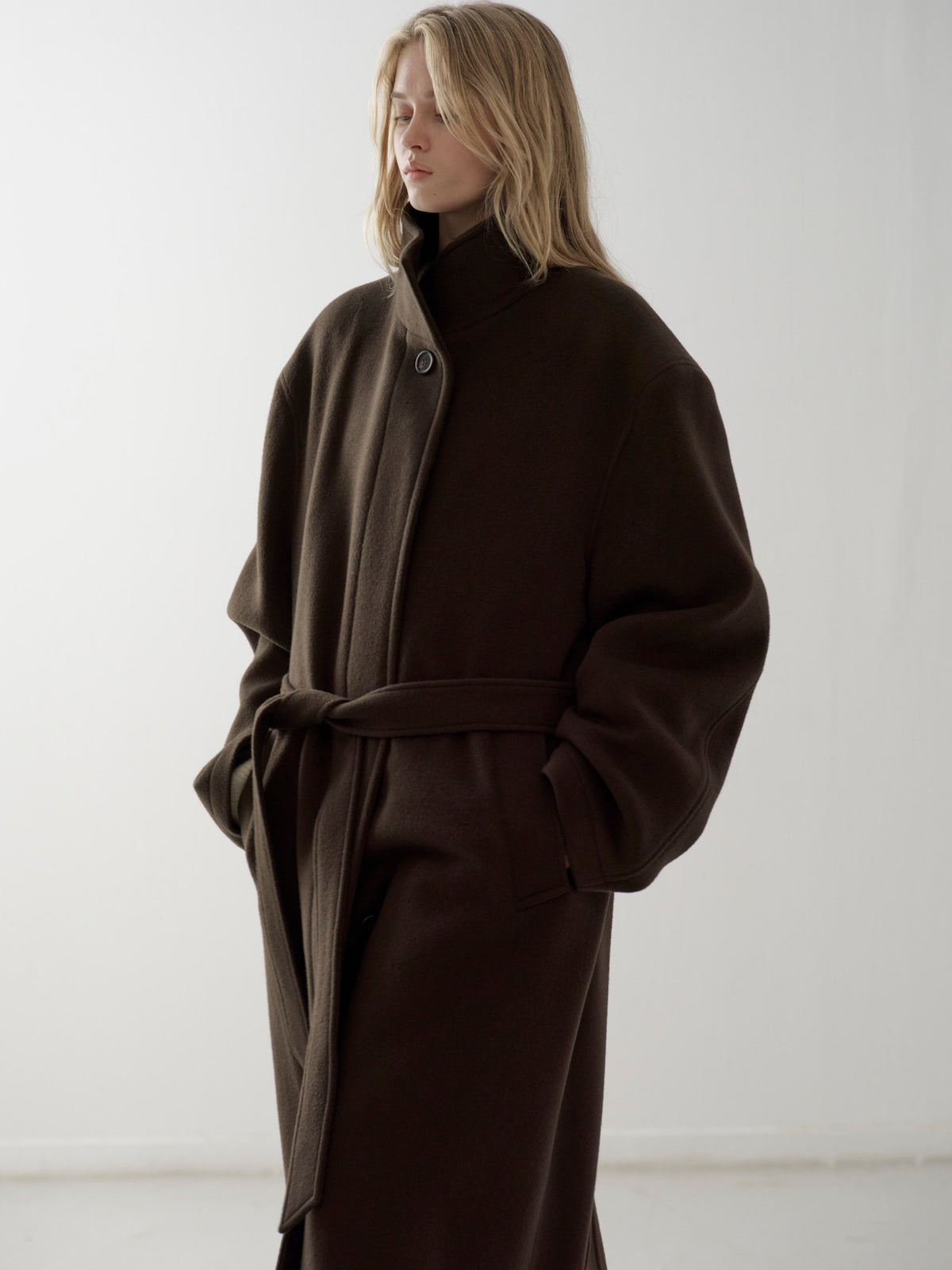 Cashmere High-neck Coat_dark brown
