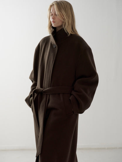 Cashmere High-neck Coat_dark brown