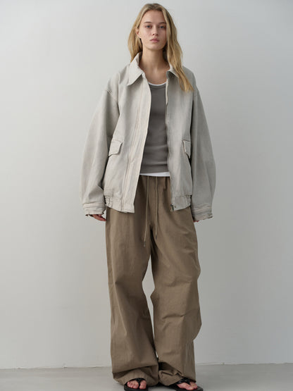 Oversized Fit Utility Cotton Blouson_sand grey