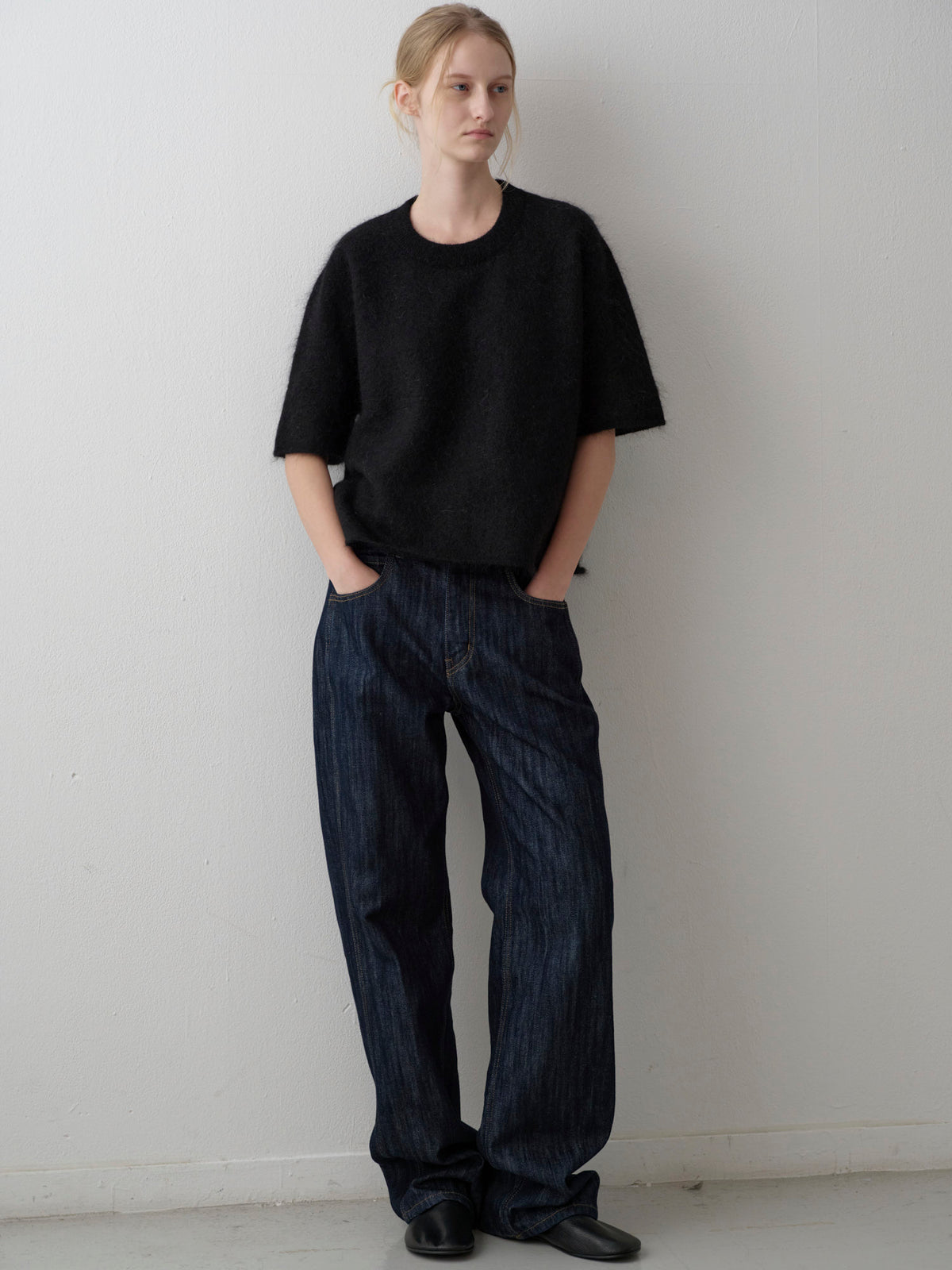 Mohair Half Sleeve Sweater_black