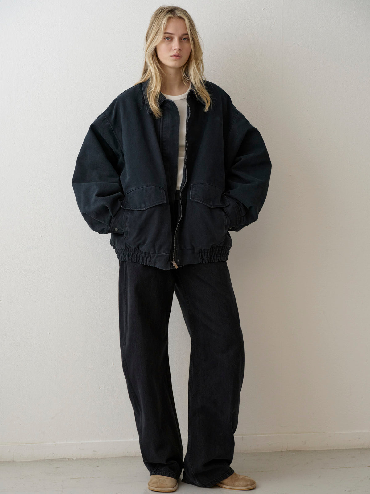 Overfit Vintage Cotton Blouson_Blue Charcoal
