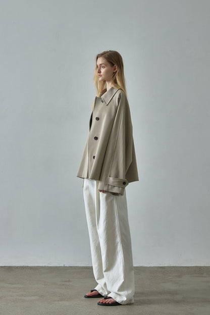 Overfit Cotton Half Coat_olive beige