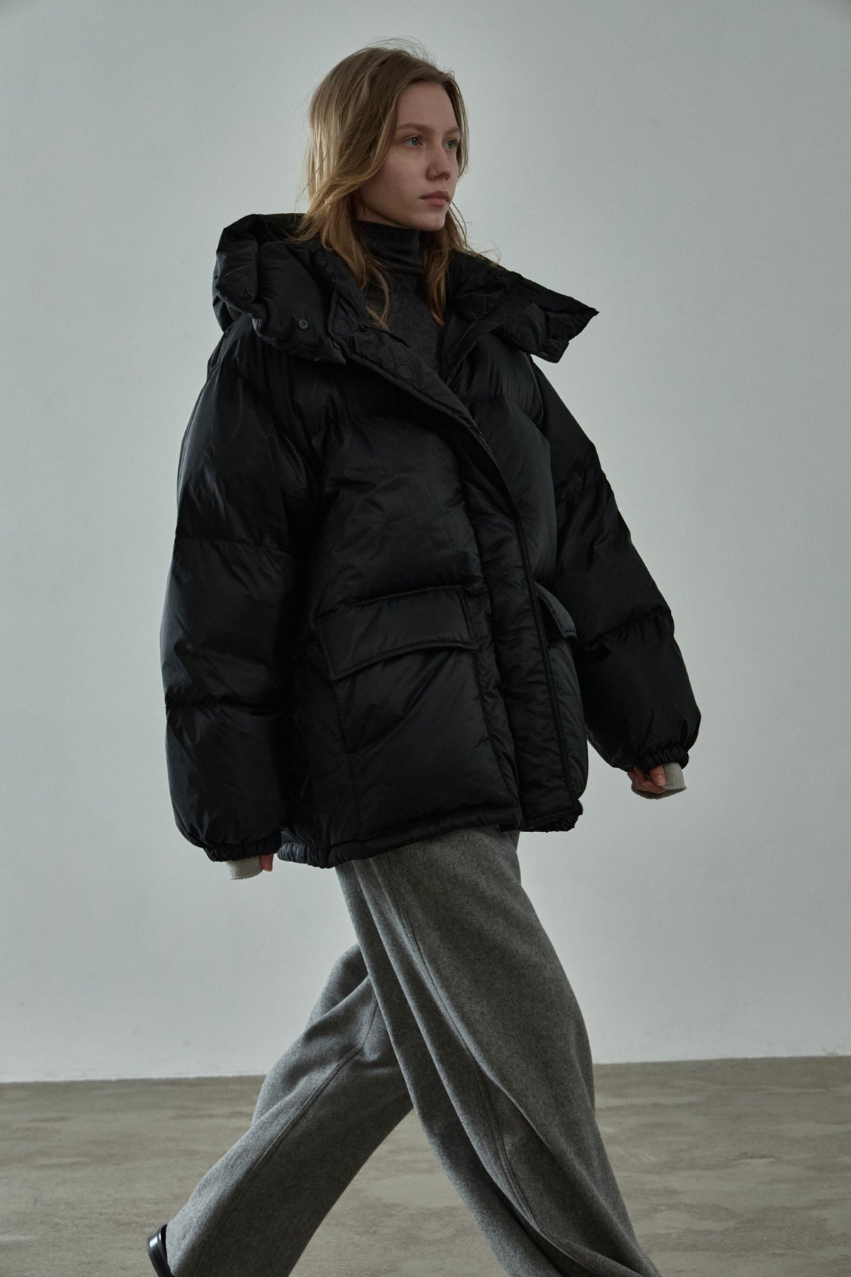 Goose down half padded_black