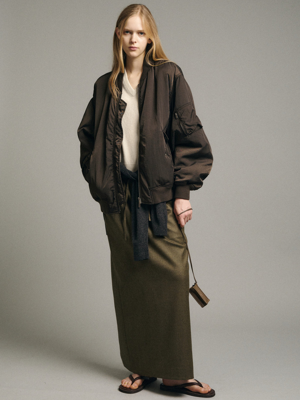 Oversized Bomber Jacket_brown