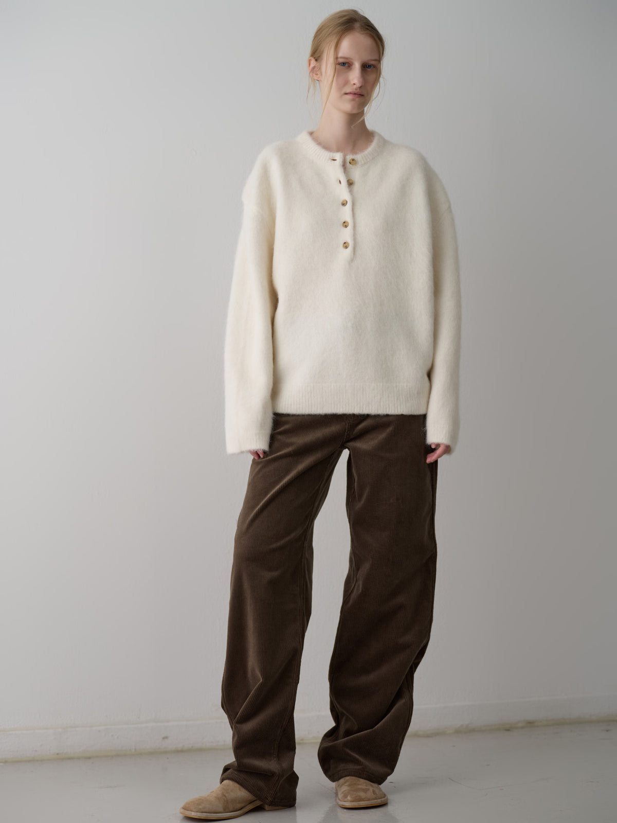 Alpaca Henley Neck Sweater_ivory