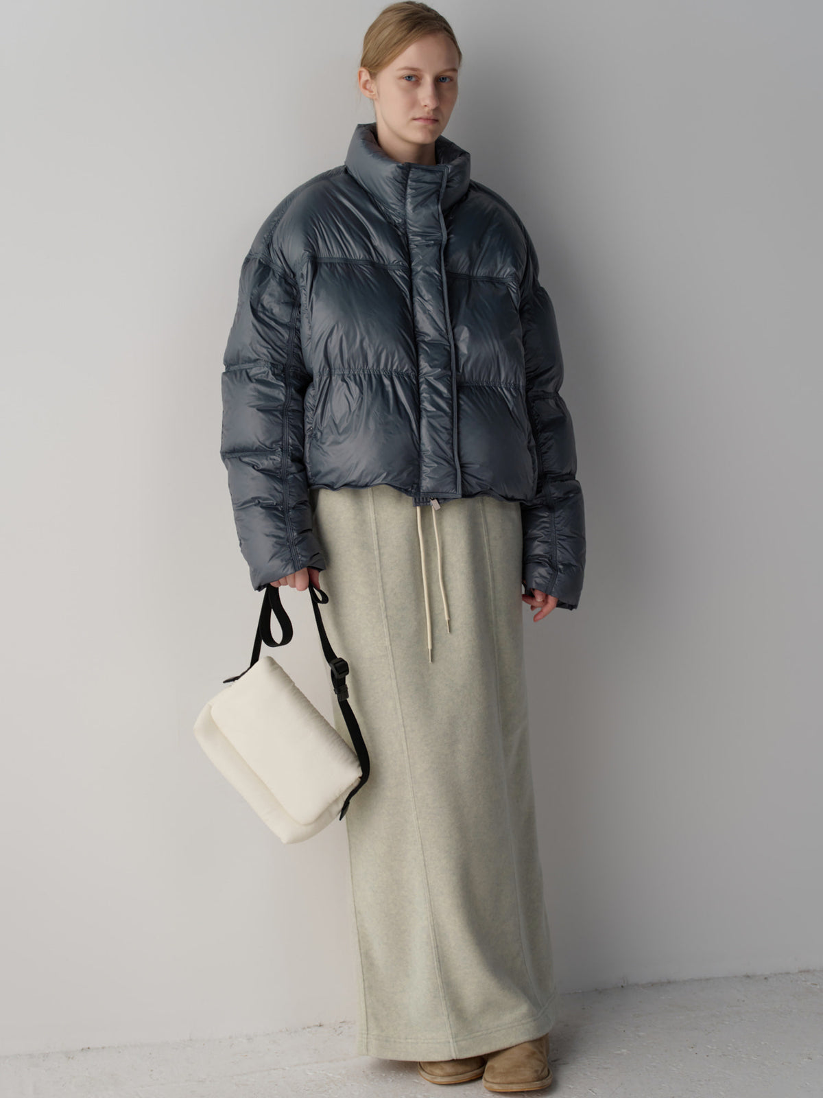 Wool Fleece Banding Skirt_oatmeal