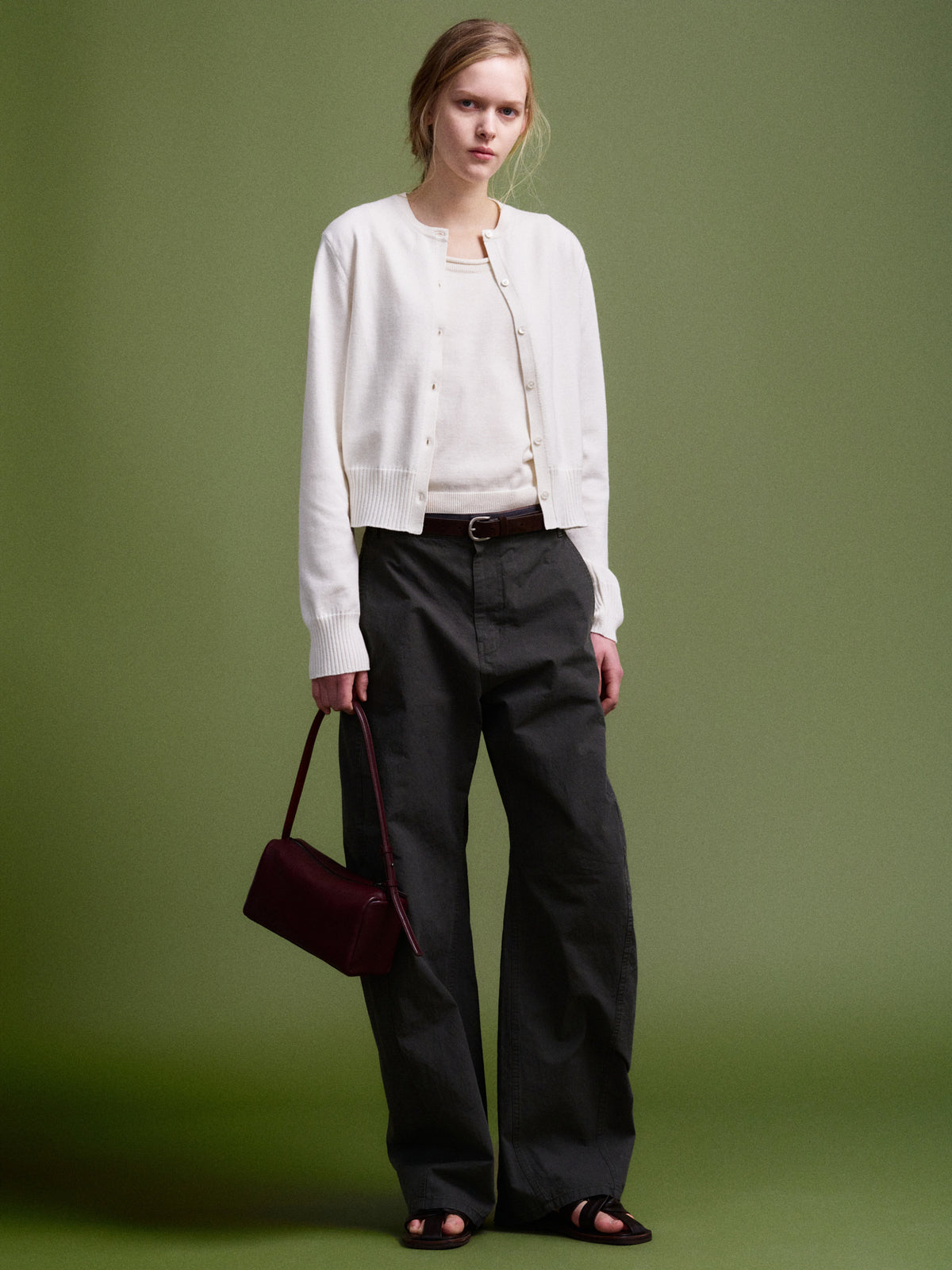 Cotton Minimal Cardigan_ivory