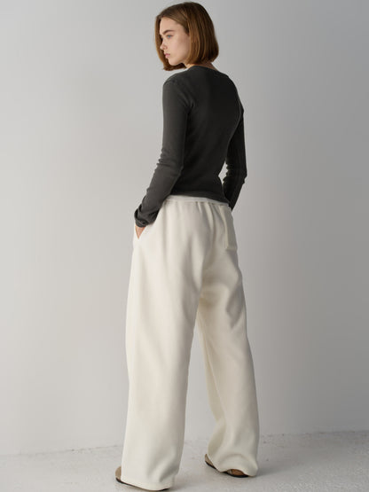 Wool Fleece Banding Pants_ivory