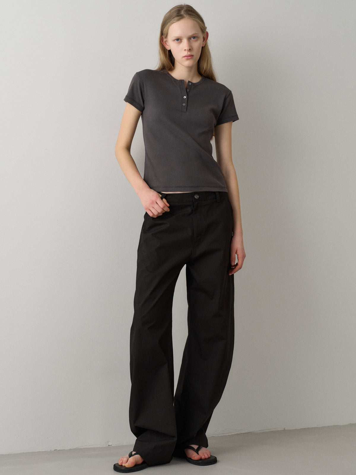 Round Curved Pants_black