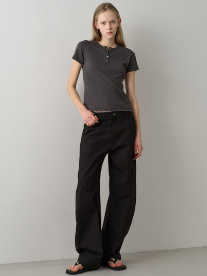 Round Curved Pants_black
