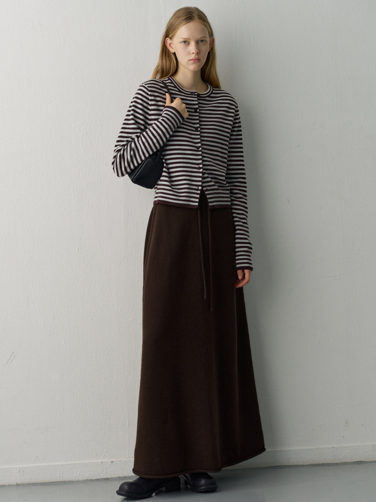 Cashmere Knit Maxi Skirt_dark brown