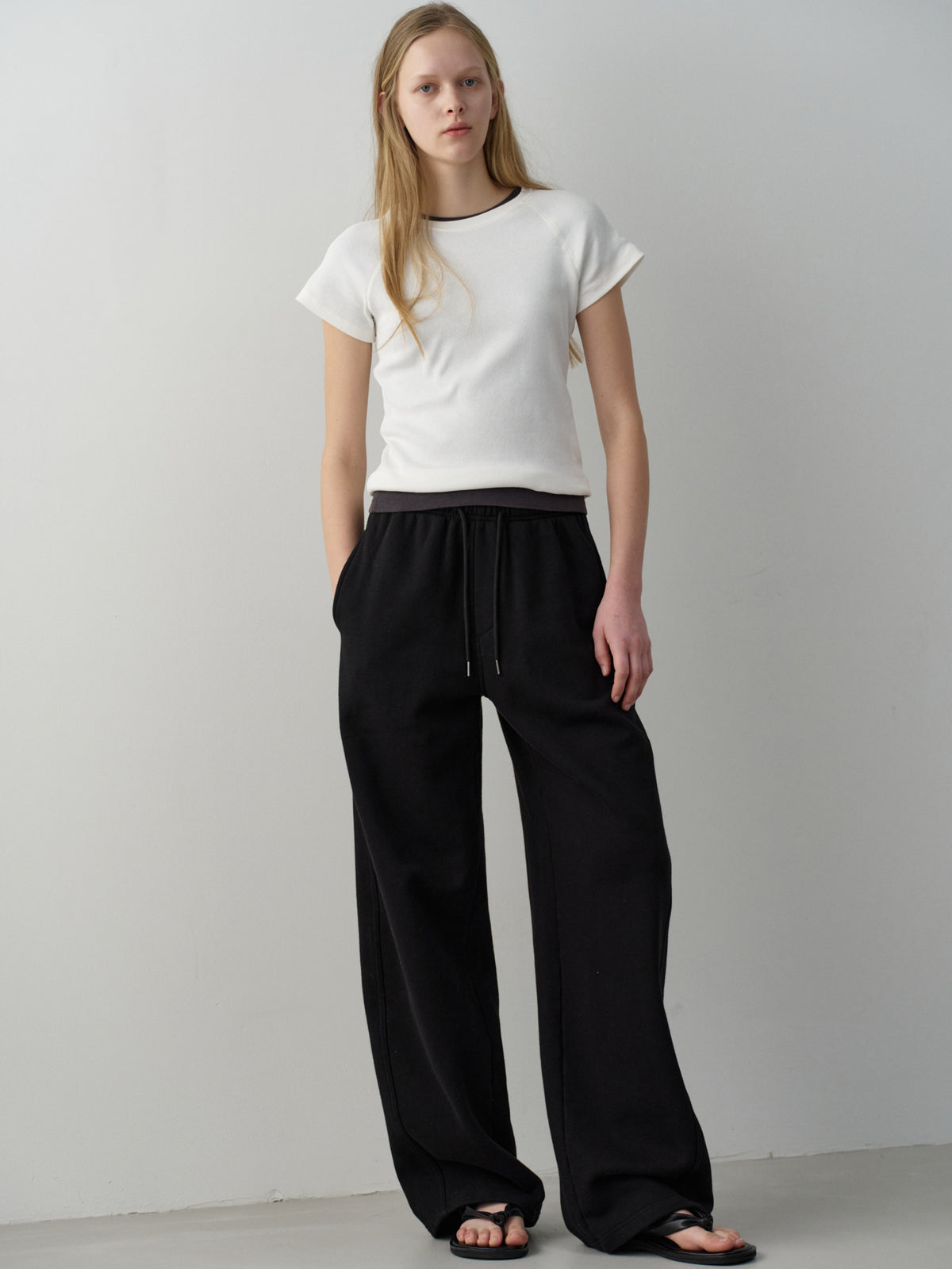 Curved Sweat Pants_black