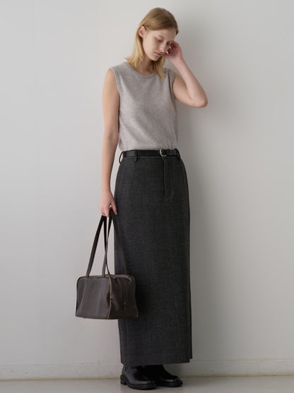 Wool Twill Maxi Skirt_Charcoal