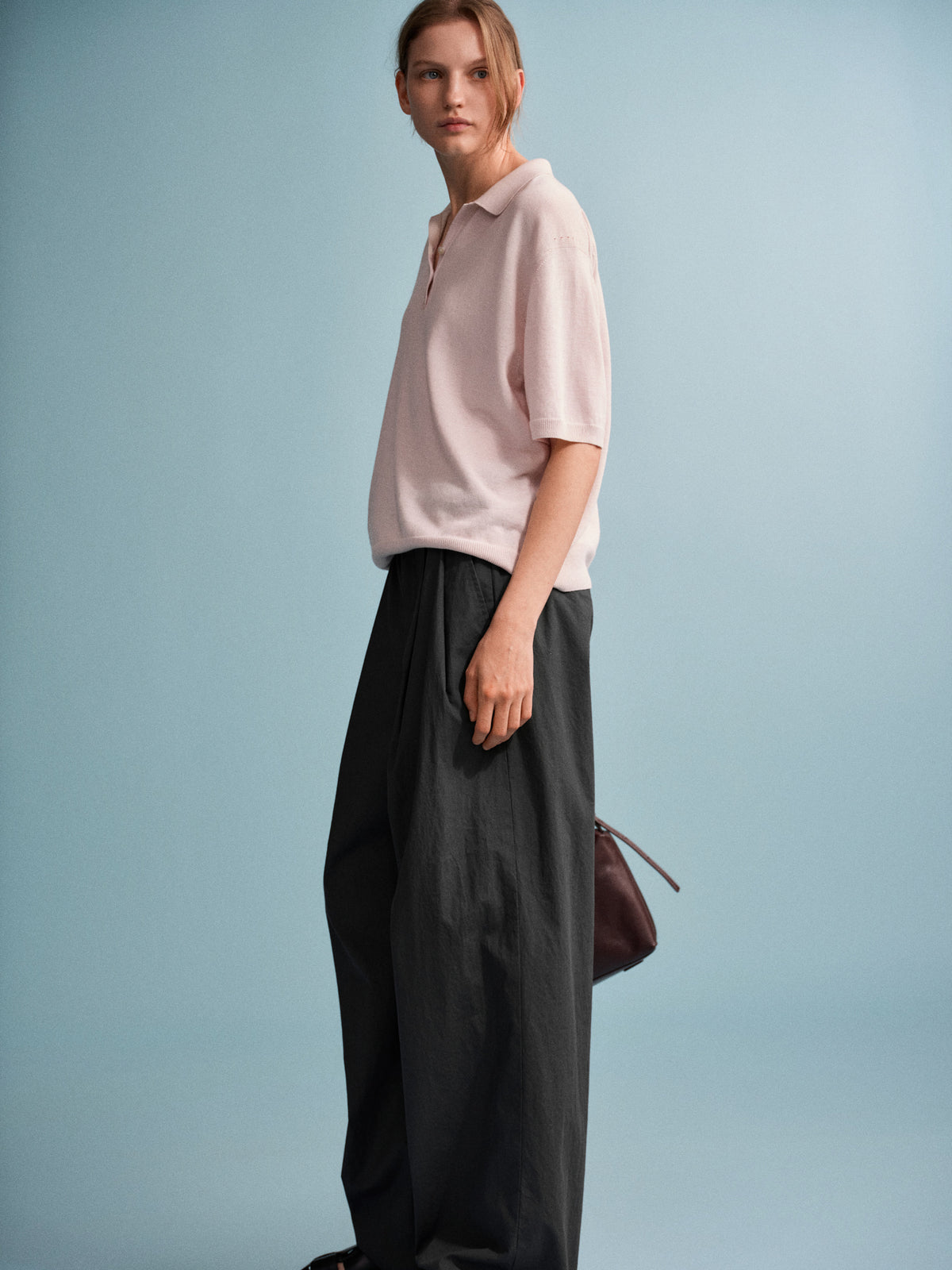 Vintage Cotton Two-Tuck Wide Pants_charcoal