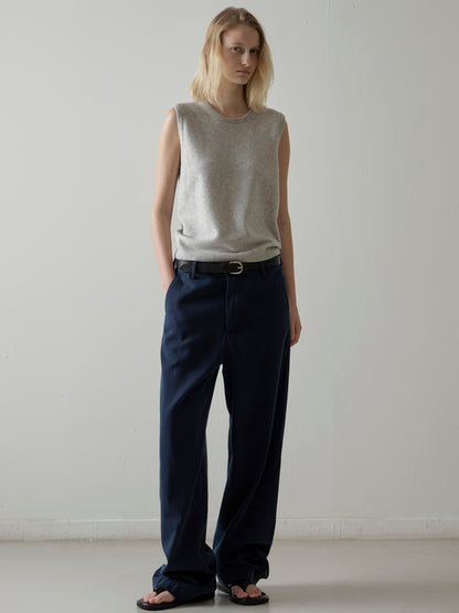 Washed Cotton Straight Pants_navy