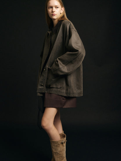 [11/18 Pre-order] Waxed Cotton Work Jacket_khaki brown