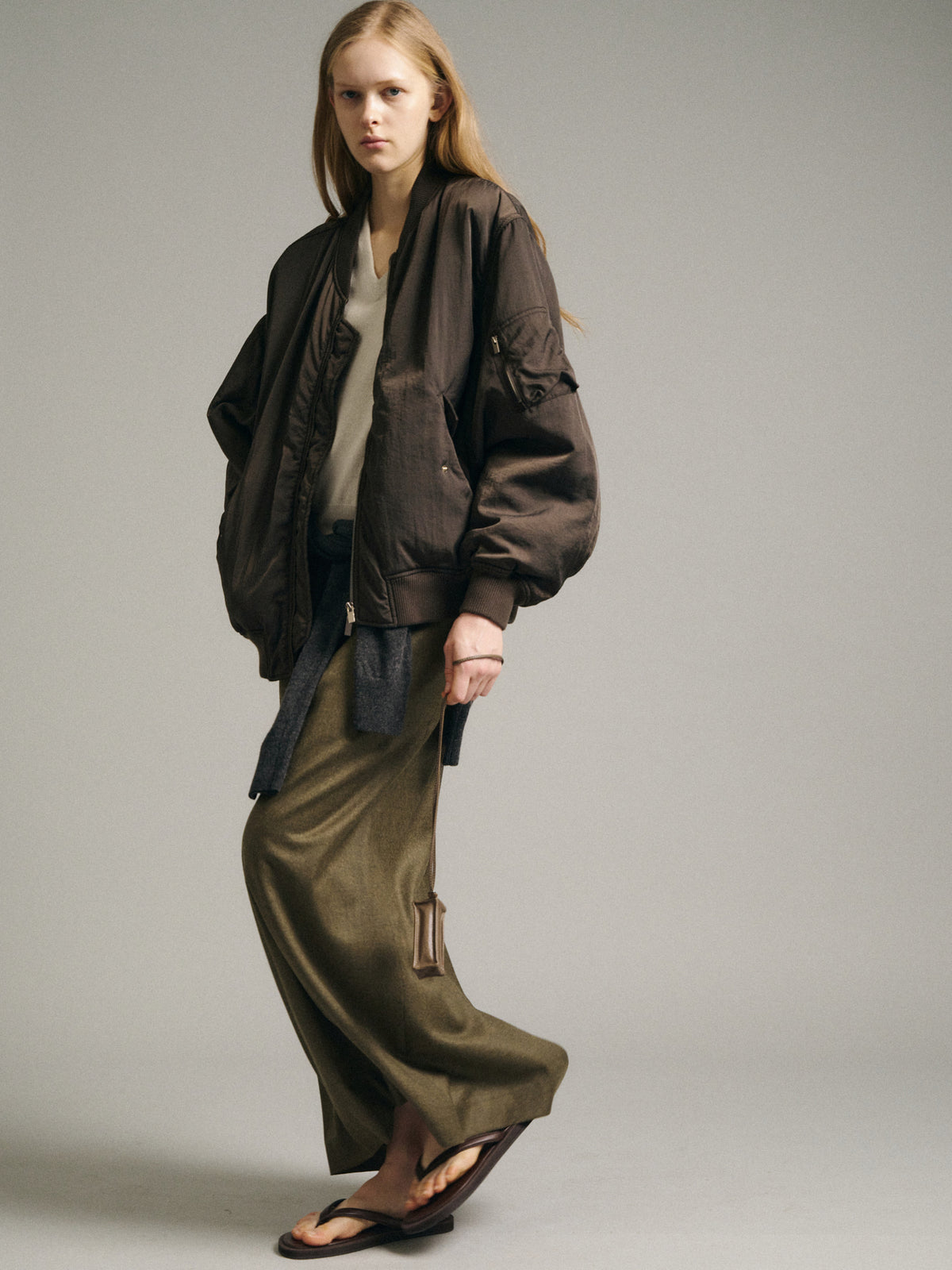 Oversized Bomber Jacket_brown