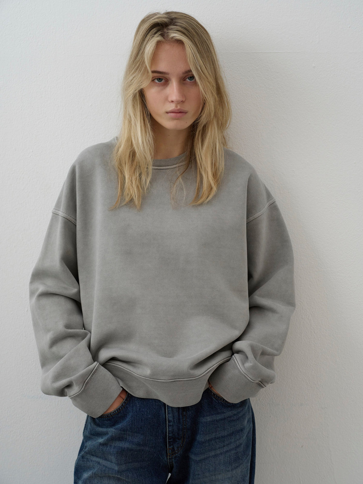 Oversized Fit Pigment Sweatshirt_grey