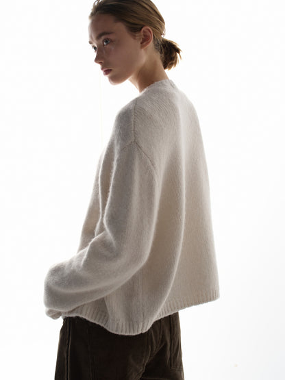 Alpaca Mock-neck Cardigan_ivory