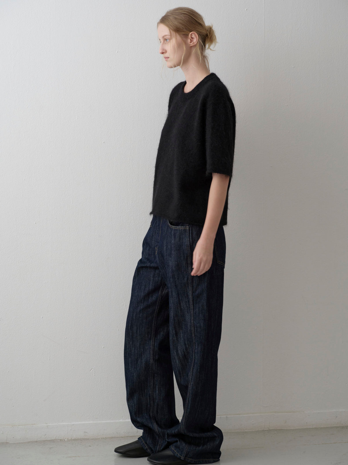 Mohair Half Sleeve Sweater_black