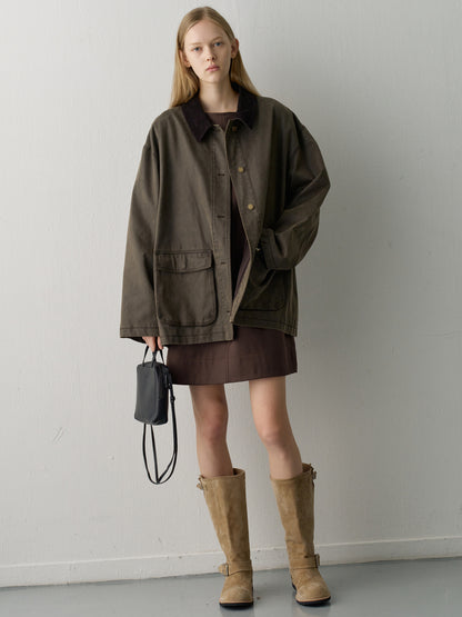 [11/18 Pre-order] Waxed Cotton Work Jacket_khaki brown
