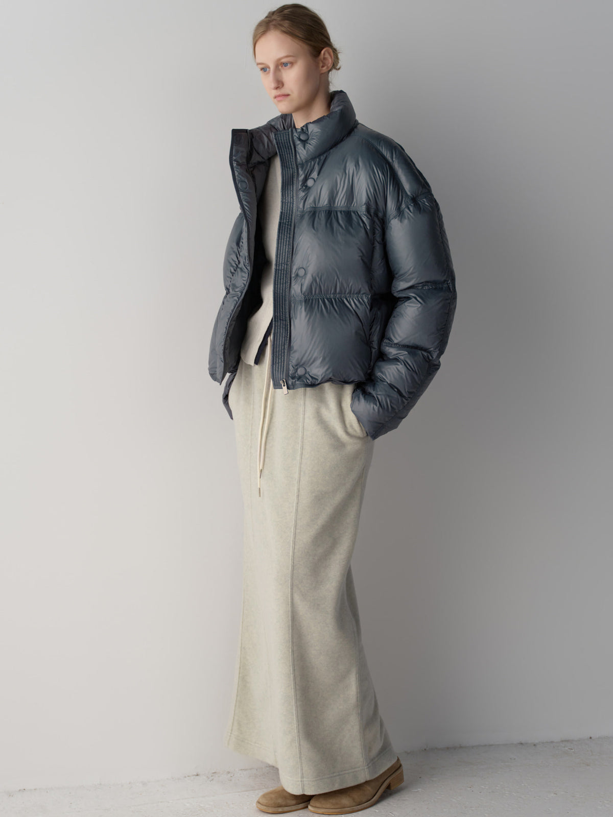 Wool Fleece Banding Skirt_oatmeal