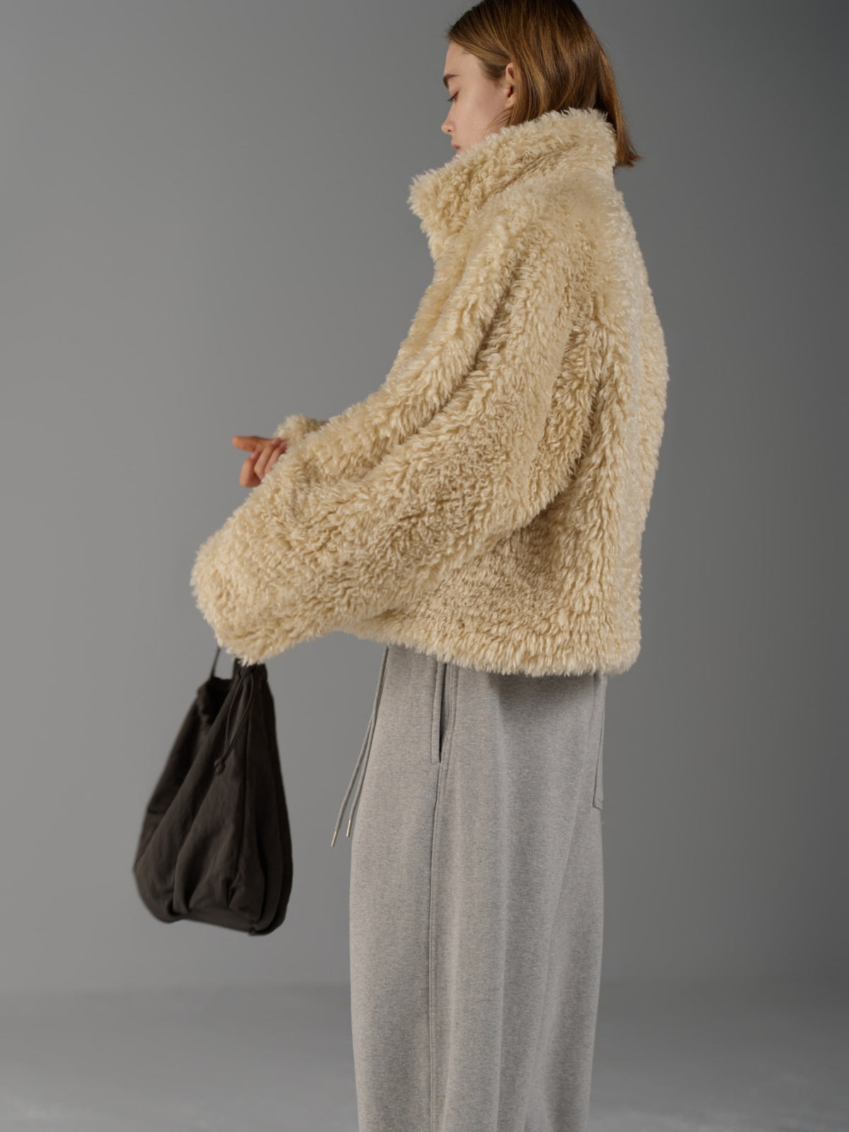 High-neck fur jumper_cream