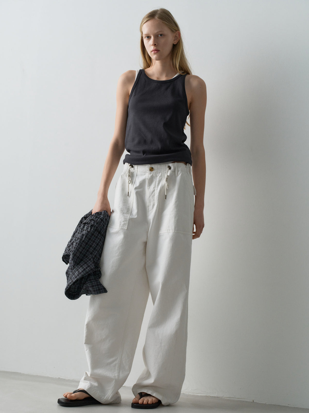 String Fatigue Pants_white